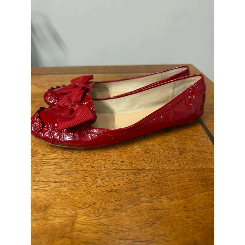 Kate Spade Womens Size 7M Red Patent Leather Bow Ballet Flats  Round Toe Slip On - Picture 7 of 9